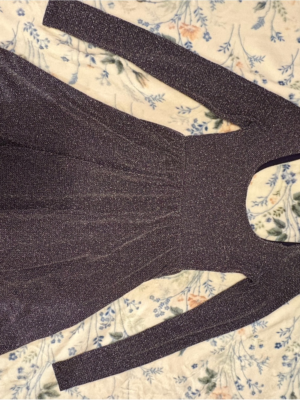 Free People Long-Sleeve Metallic Purple Fit-and-Flare Dress